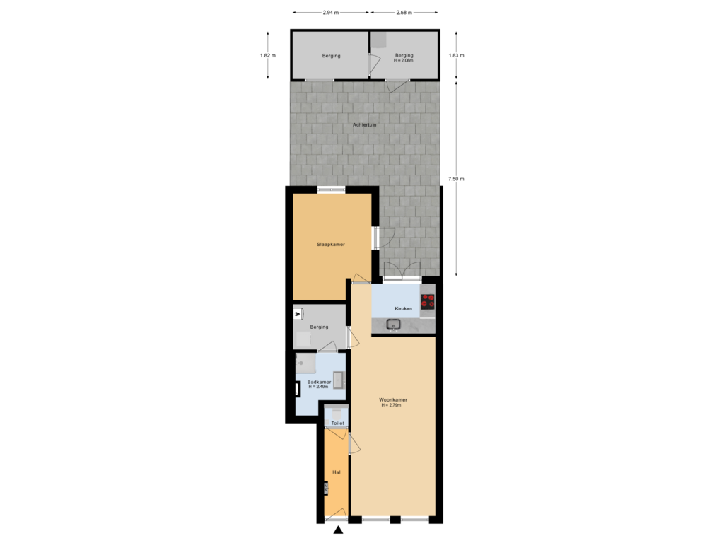 Bekijk plattegrond van Situatie van Croesestraat 78