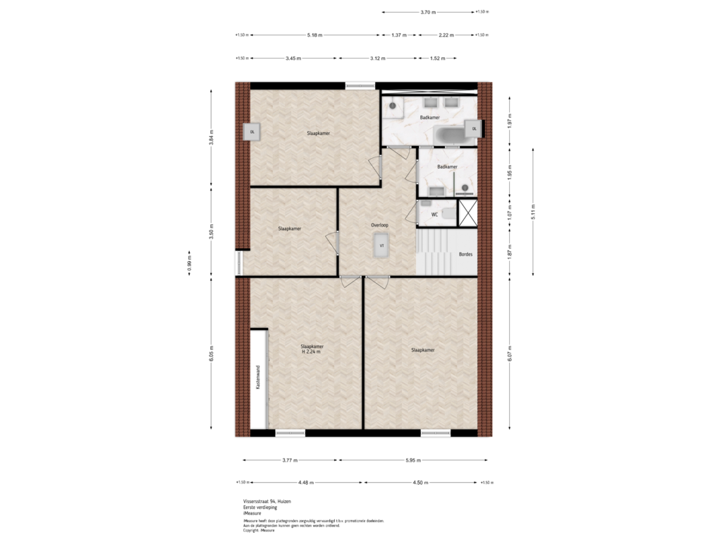 View floorplan of 1e verdieping of Vissersstraat 94