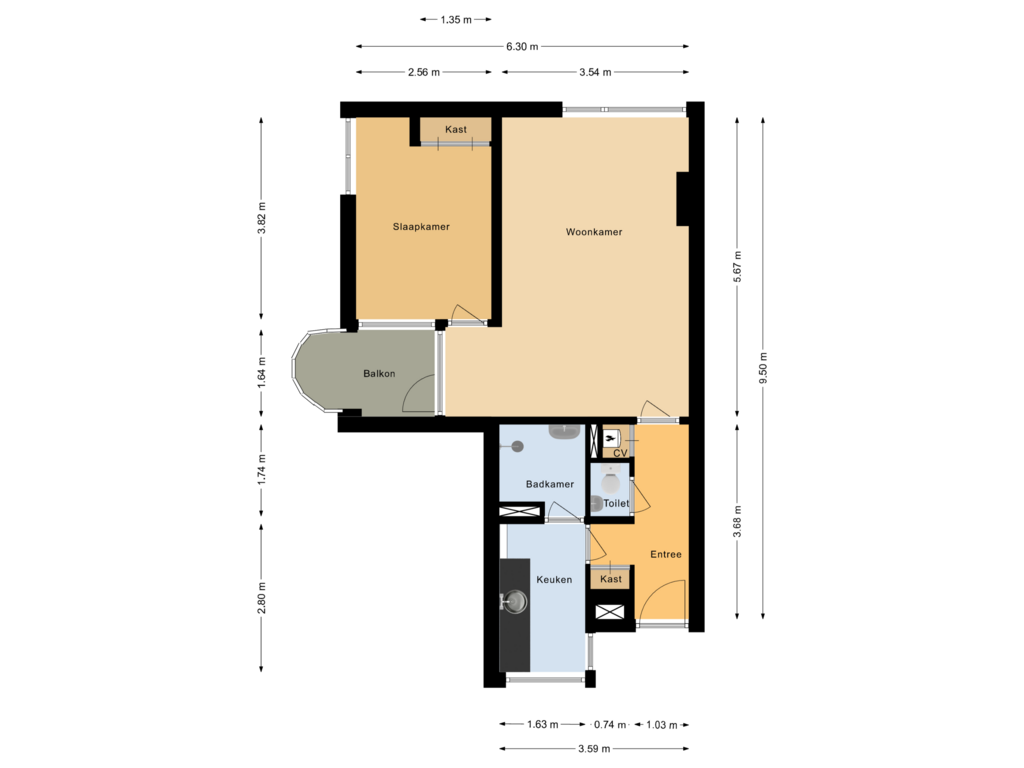 Bekijk plattegrond van Appartement van Eburonenstraat 73