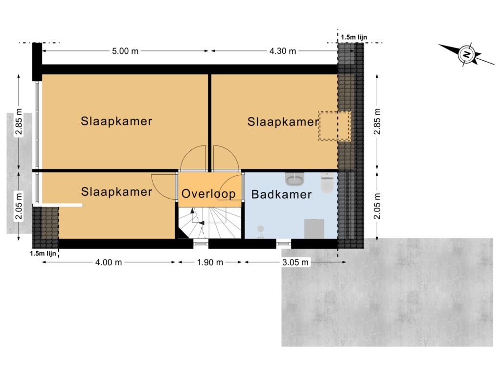 View floorplan of 1e Verdieping of Houtzagerijweg 24