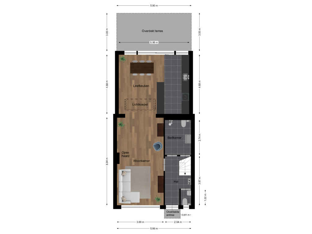 Bekijk plattegrond van Begane grond van Sanderboutlaan 36