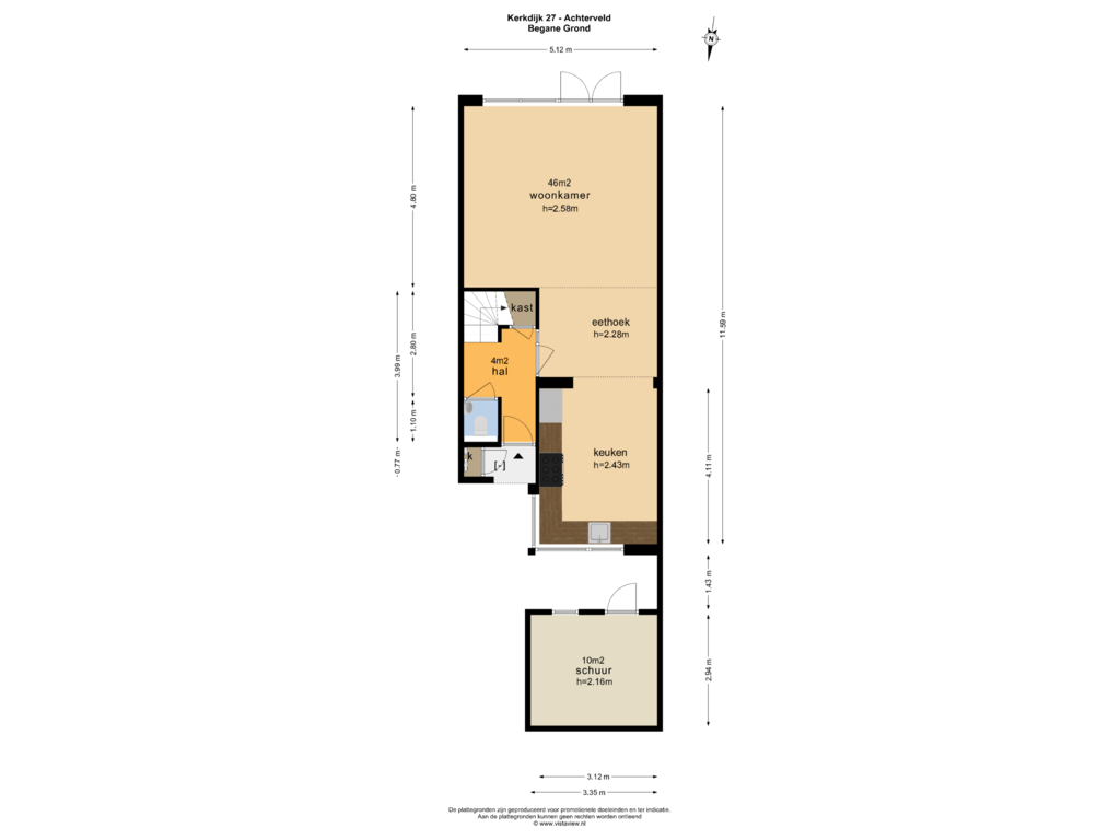 Bekijk plattegrond van BEGANE GROND van Kerkdijk 27