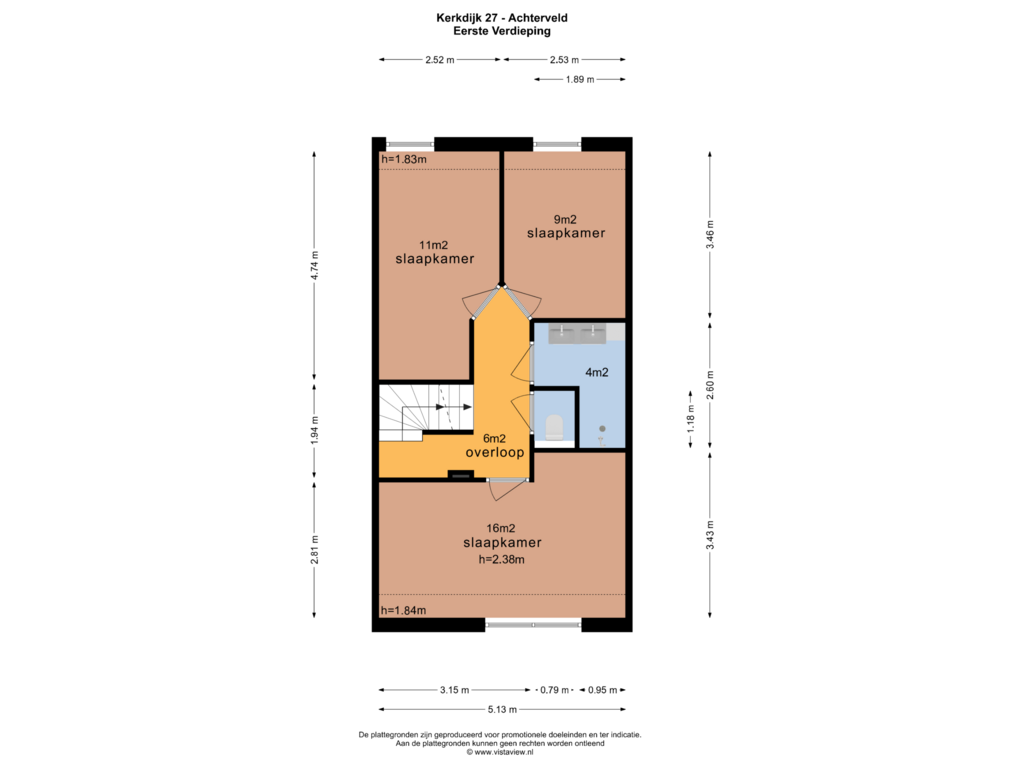 Bekijk plattegrond van EERSTE VERDIEPING van Kerkdijk 27