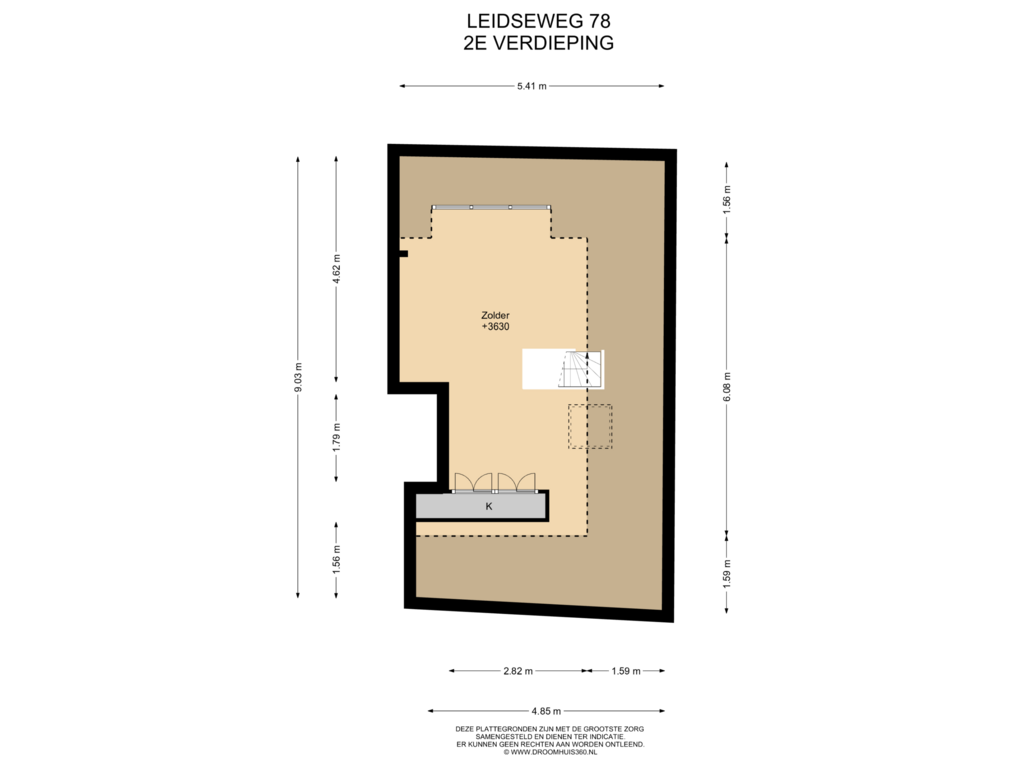 Bekijk plattegrond van 2E Verdieping van Leidseweg 78