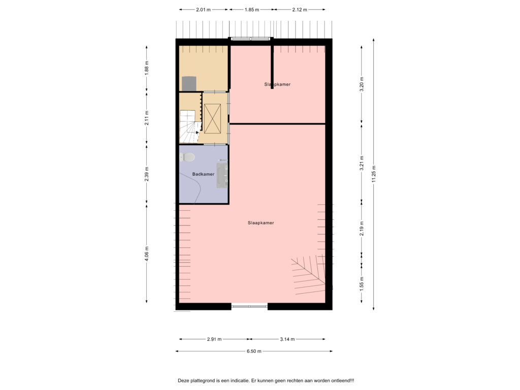 Bekijk plattegrond van 2e (slaap)etage van Oude Gemeneweg 3