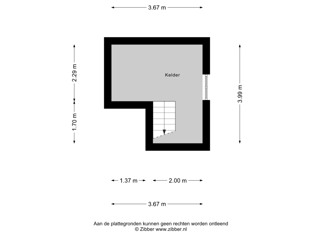 Bekijk plattegrond van Kelder van Waalbandijk 155