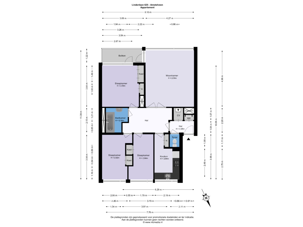 Bekijk plattegrond van Appartement van Lindenlaan 625