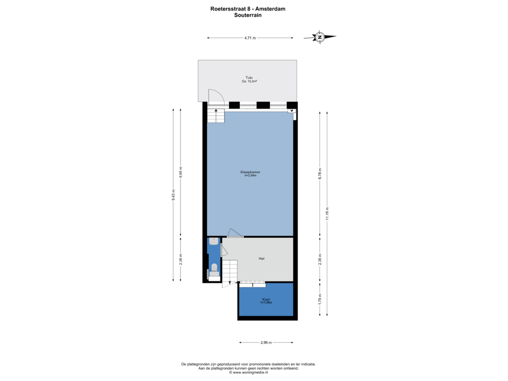 Bekijk plattegrond van Souterrain van Roetersstraat 8-H