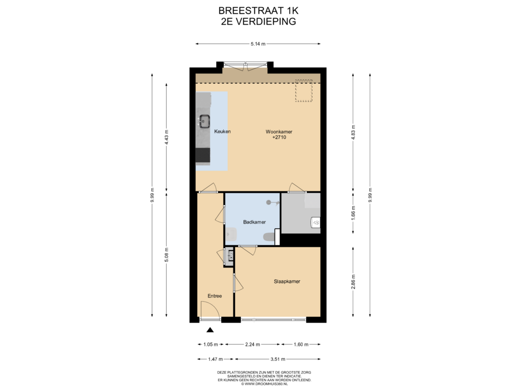 View floorplan of 2E Verdieping of Breestraat 1-K