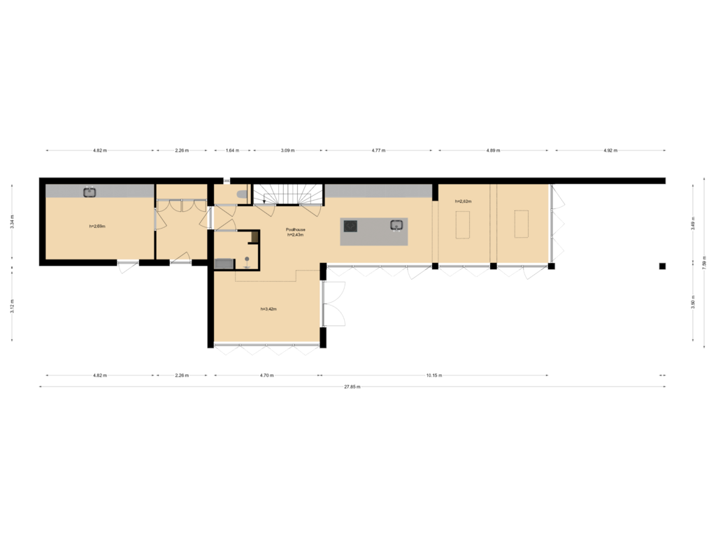 Bekijk plattegrond van Begane grond Poolhouse van Oude Prinsenweg 34