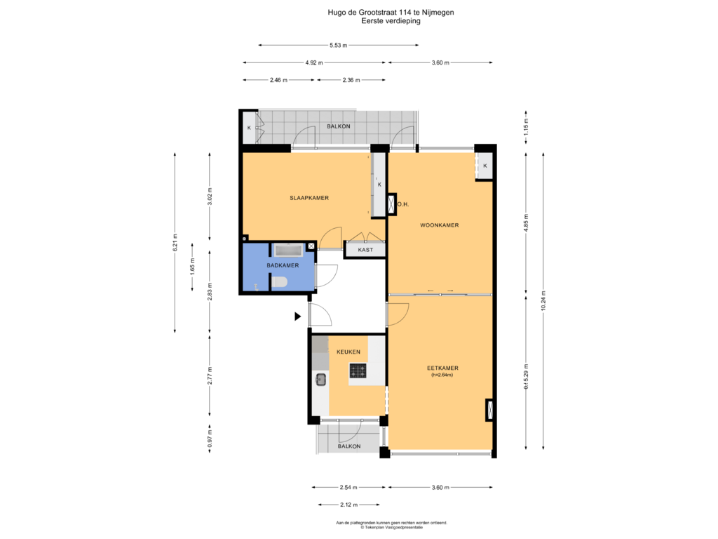 View floorplan of Eerste verdieping of Hugo de Grootstraat 114