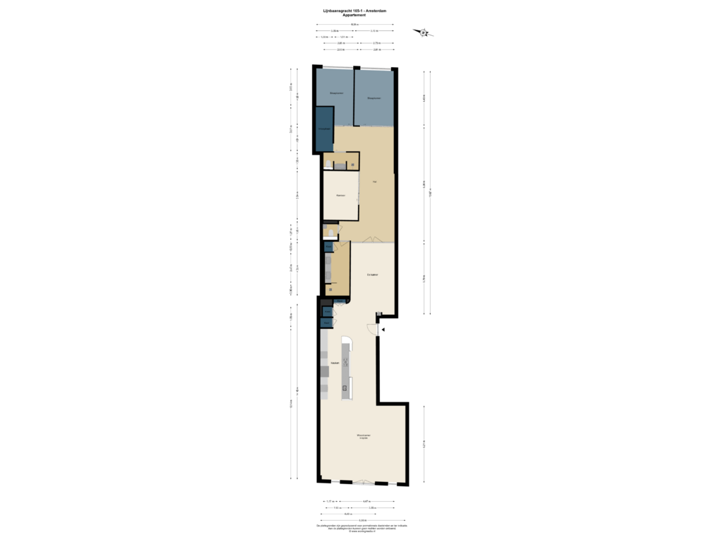 Bekijk plattegrond van Appartement van Lijnbaansgracht 165-1