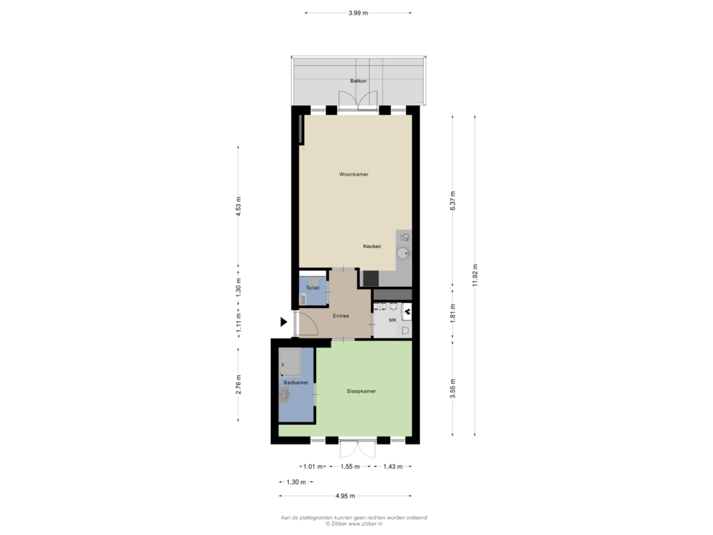 Bekijk plattegrond van Appartement van Kerkweg 1-AD