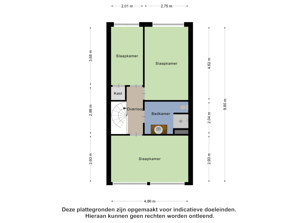 View floorplan of Tweede Verdieping of Amerbos 27