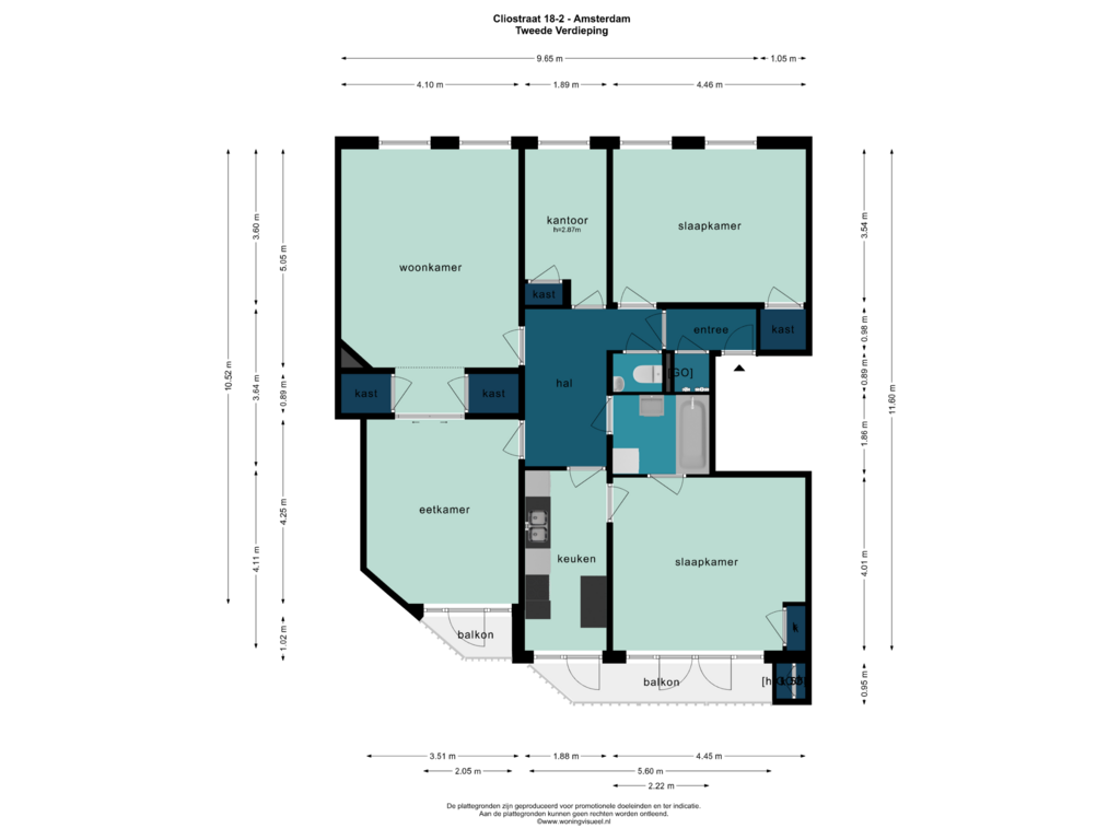 View floorplan of Tweede Verdieping of Cliostraat 18-2