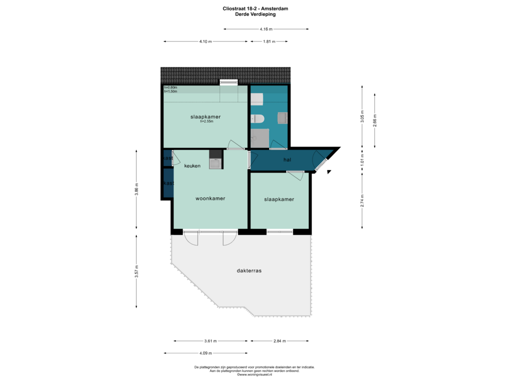 View floorplan of Derde Verdieping of Cliostraat 18-2