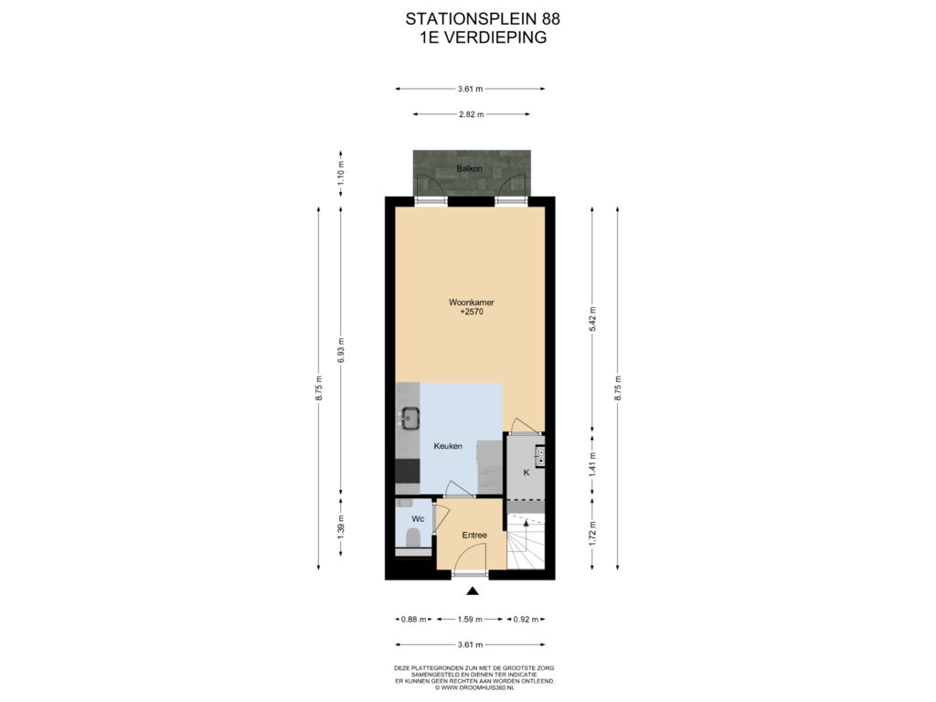 Bekijk plattegrond van 1E Verdieping van Stationsplein 88