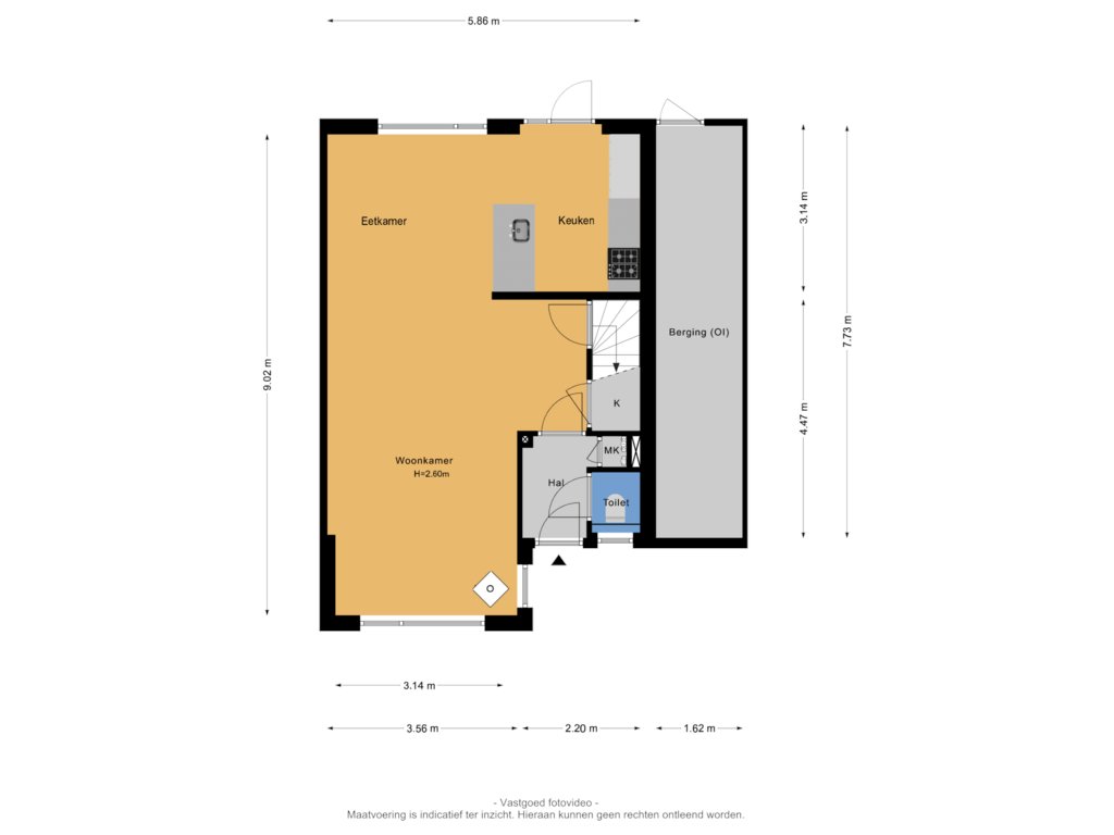 View floorplan of Begane grond of Dwarsakkers 7