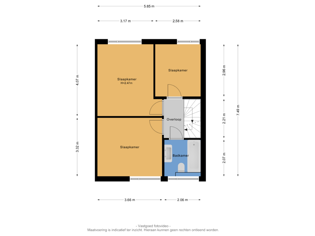 View floorplan of 1e verdieping of Dwarsakkers 7