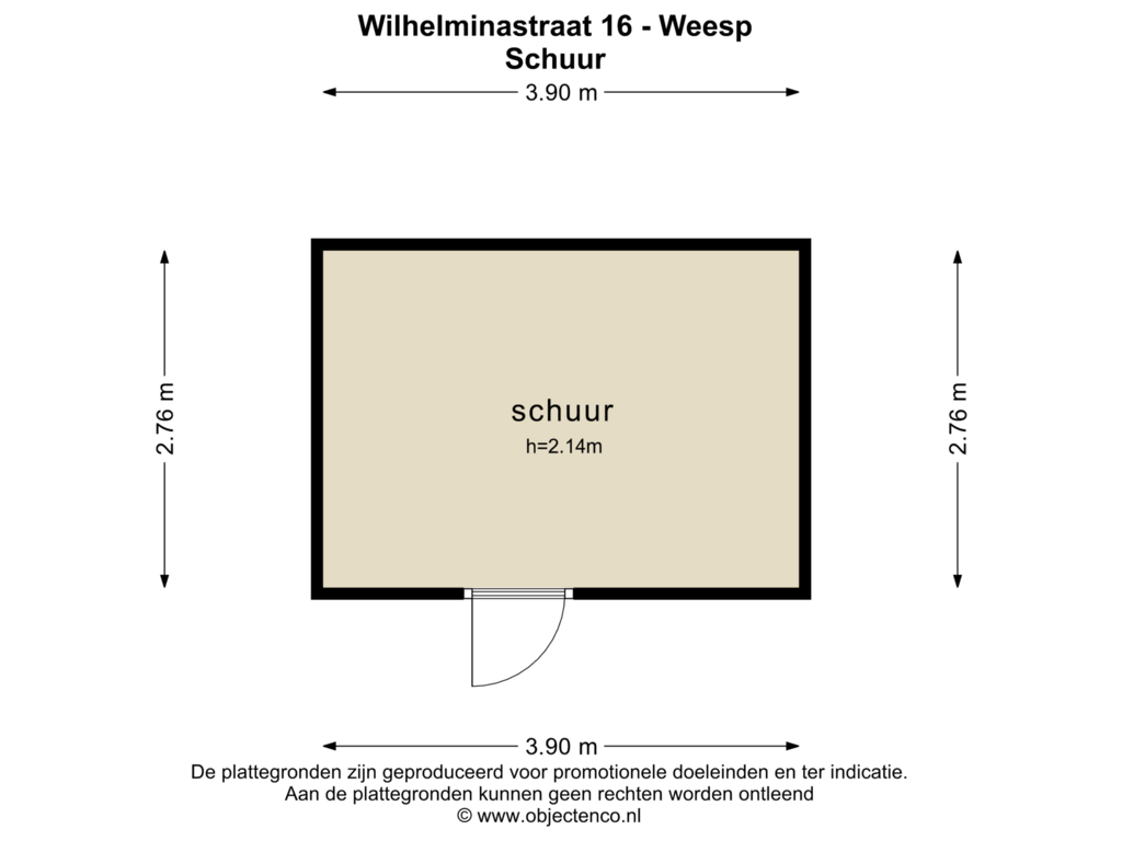 View floorplan of SCHUUR of Wilhelminastraat 16