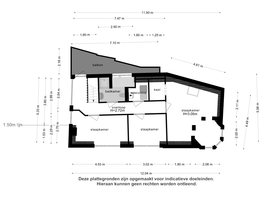 View floorplan of 2e verdieping of Hoogstraat 157