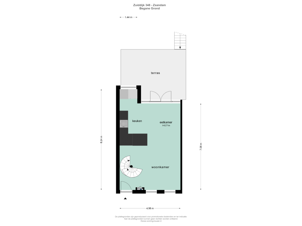 Bekijk plattegrond van BEGANE GROND van Zuiddijk 348