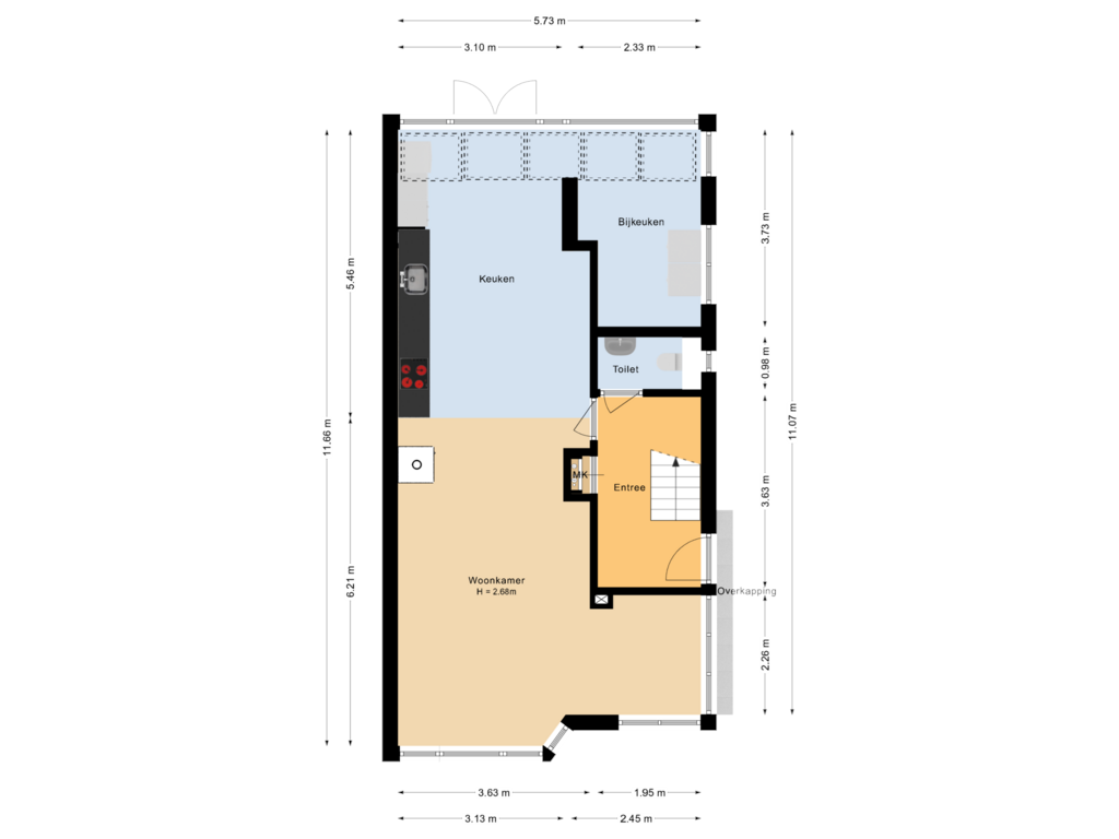 Bekijk plattegrond van Begane grond van Burg Simonsstraat 4