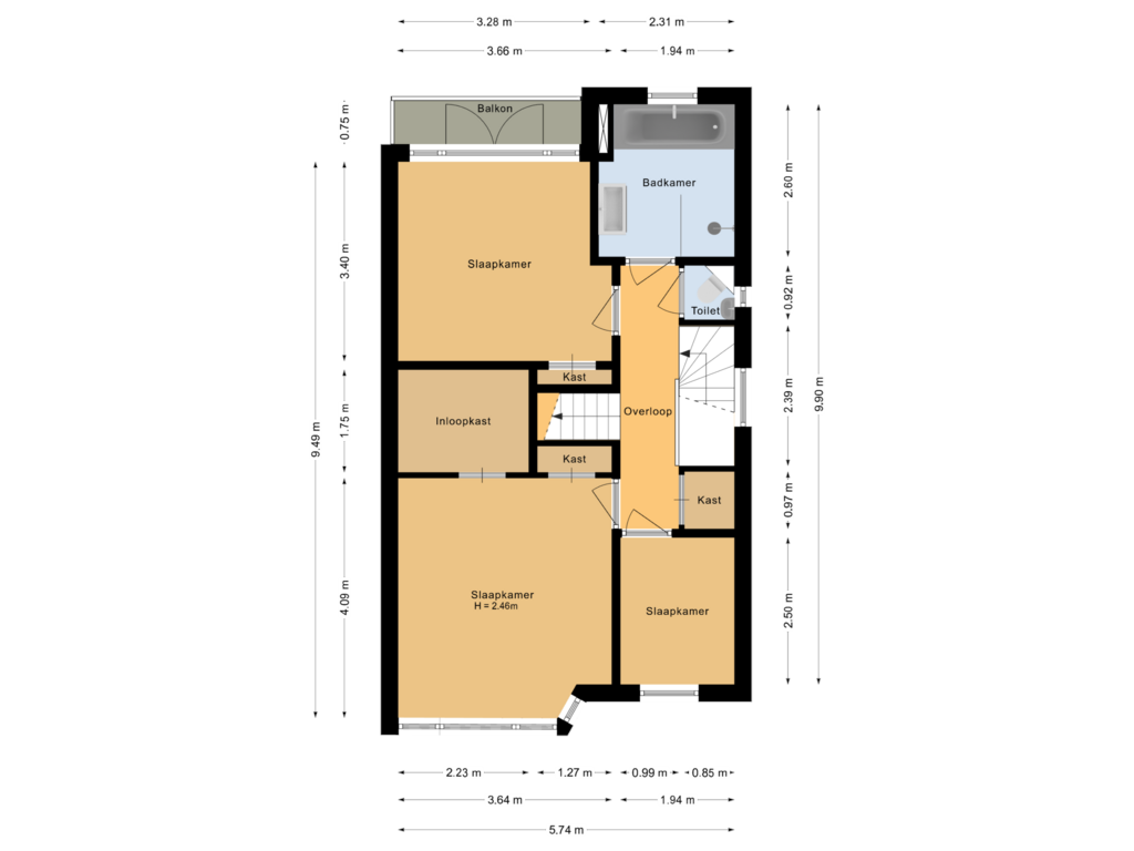 Bekijk plattegrond van Eerste verdieping van Burg Simonsstraat 4