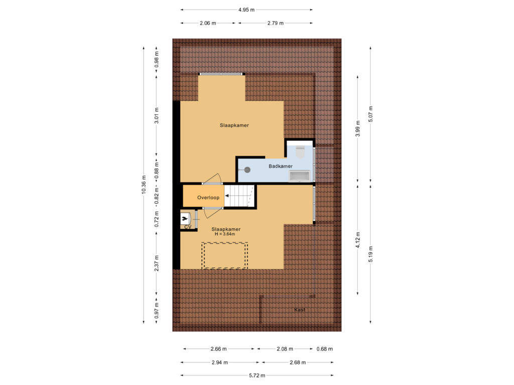 Bekijk plattegrond van Tweede verdieping van Burg Simonsstraat 4