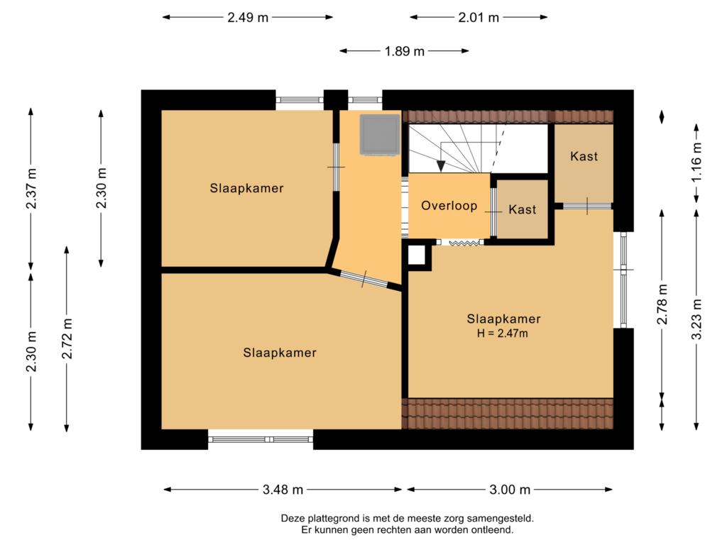 View floorplan of Eerste verdieping of Leendersstraat 10