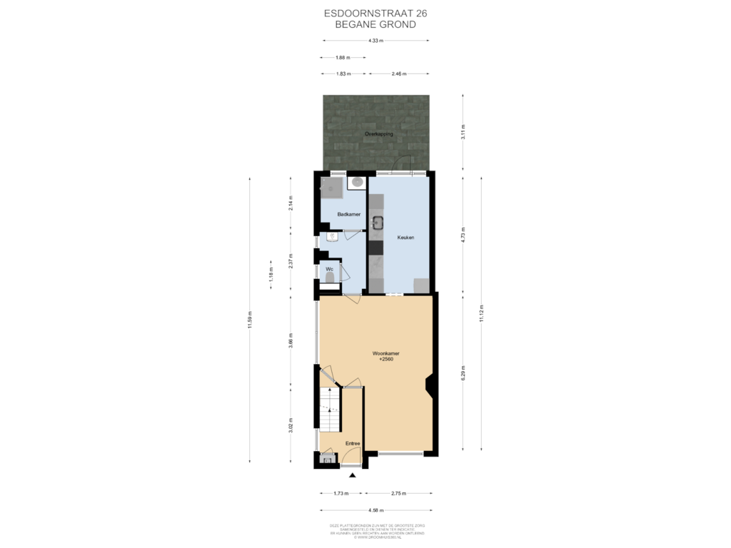 Bekijk plattegrond van Begane grond van Esdoornstraat 26