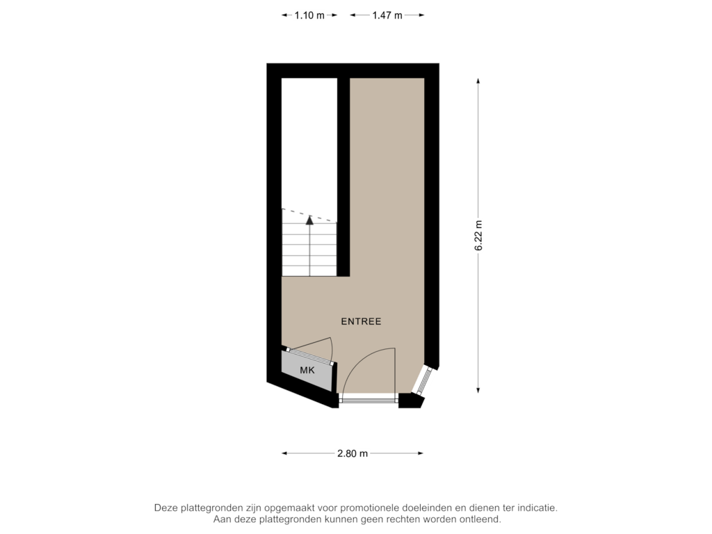 View floorplan of ENTREE 1 & 2 of Kerkstraat 38-B