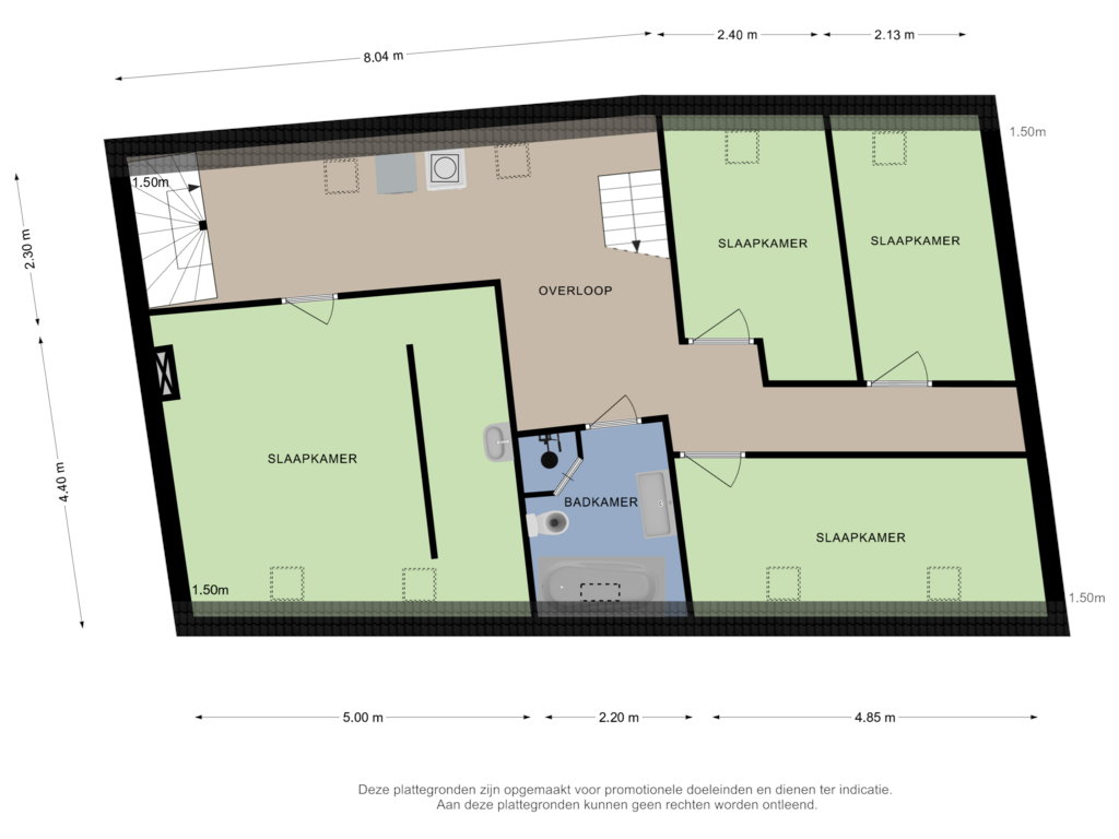 View floorplan of 2e VERDIEPING of Kerkstraat 38-B