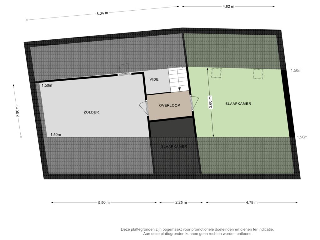 View floorplan of 3e VERDIEPING of Kerkstraat 38-B