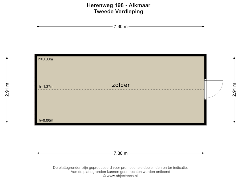 Bekijk plattegrond van TWEEDE VERDIEPING van Herenweg 198