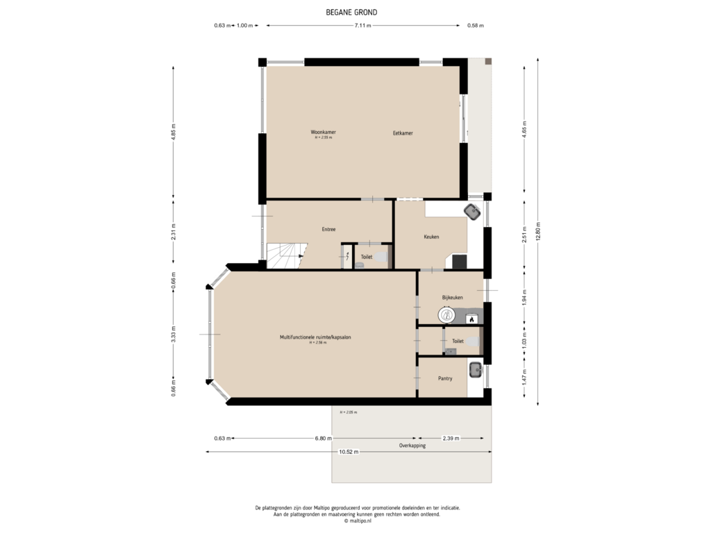 Bekijk plattegrond van Begane grond van Schoolstraat 1-A