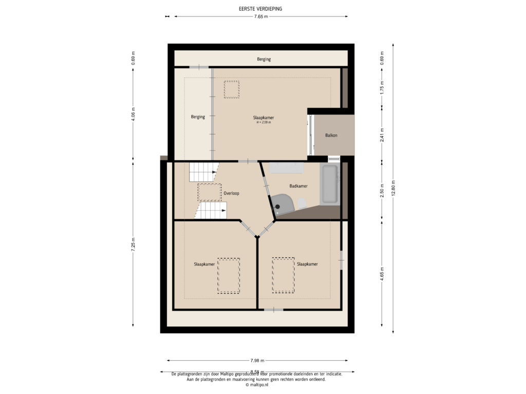 Bekijk plattegrond van Eerste verdieping van Schoolstraat 1-A