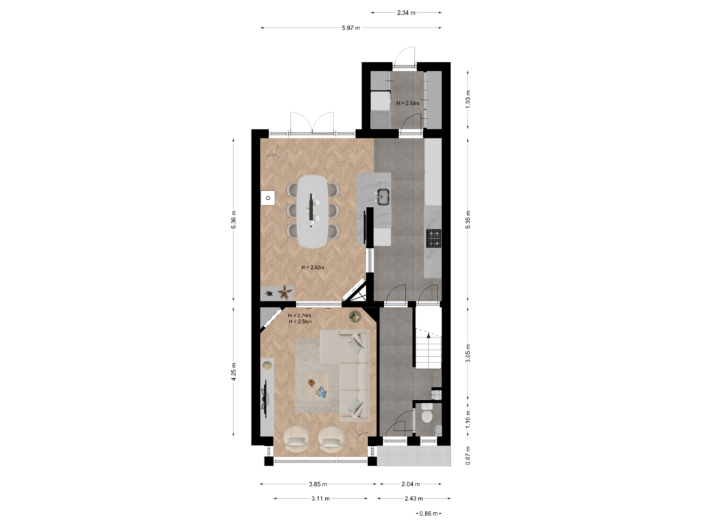 Bekijk plattegrond van Begane grond van Billitonstraat 18