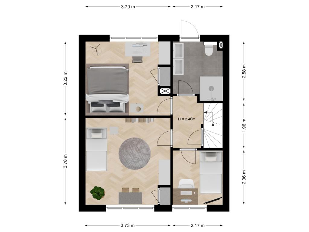 Bekijk plattegrond van Eerste verdieping van Billitonstraat 18