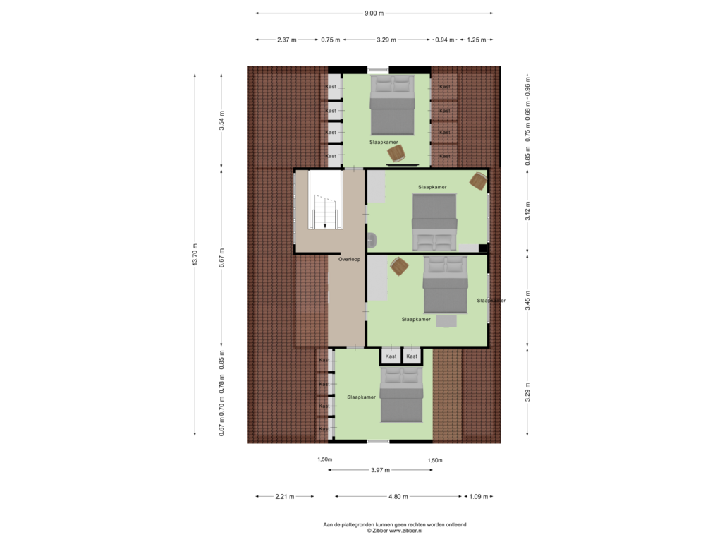 Bekijk plattegrond van Tweede verdieping van Hoge Duinlaan 13