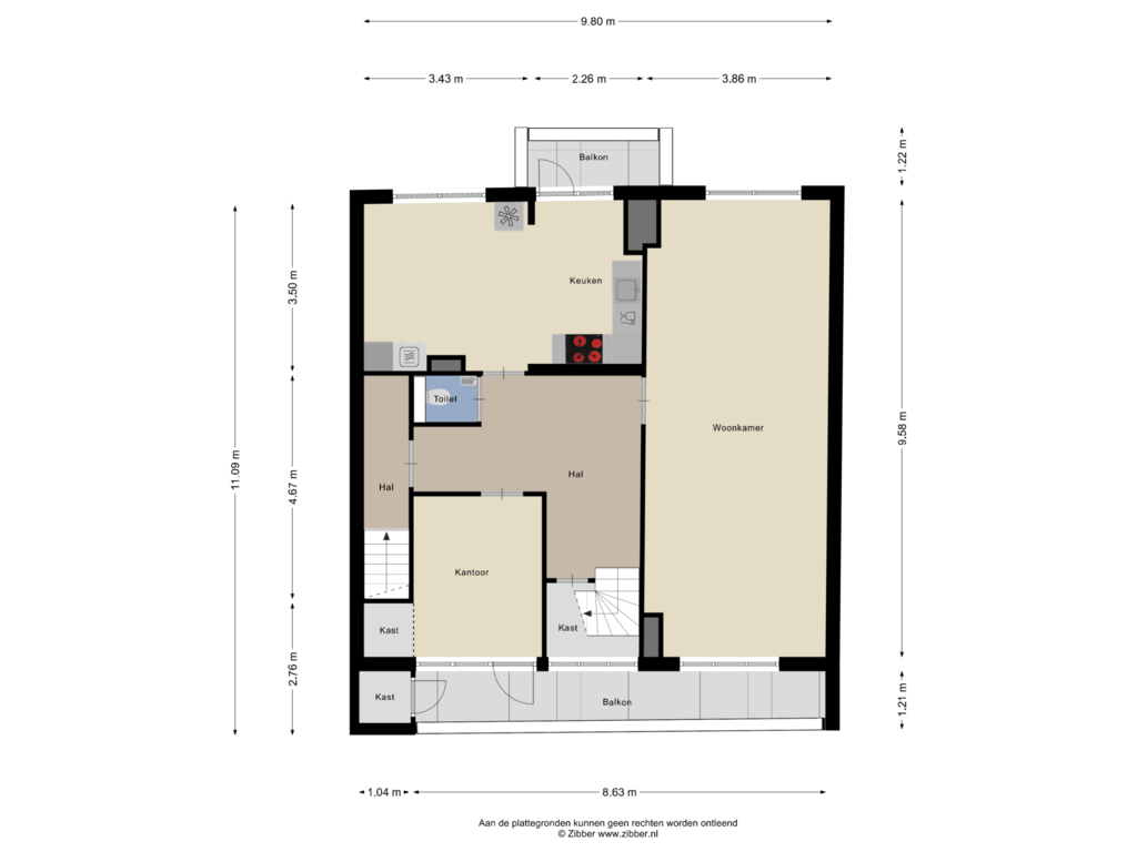 View floorplan of Eerste Verdieping of Valkenboskade 334