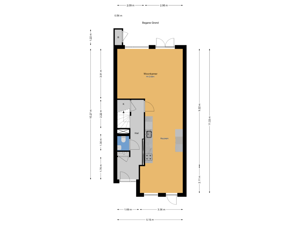 Bekijk plattegrond van Begane Grond van Oostmeerlaan 132