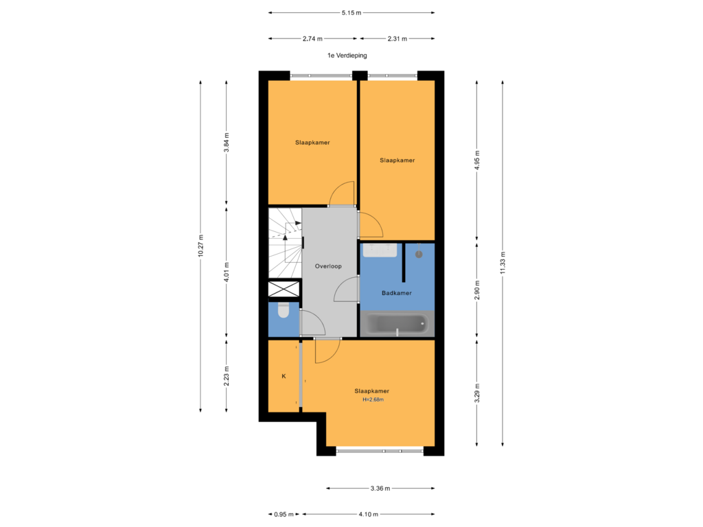 Bekijk plattegrond van 1e Verdieping van Oostmeerlaan 132