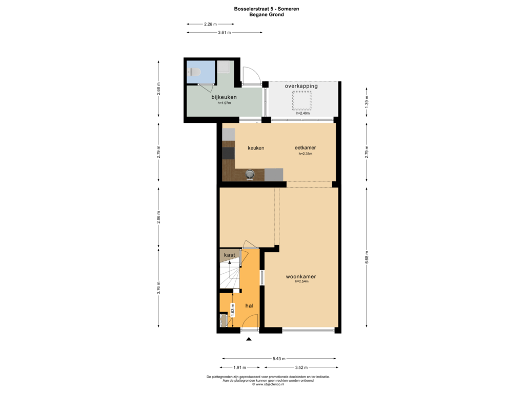 Bekijk plattegrond van BEGANE GROND van Bosselerstraat 5