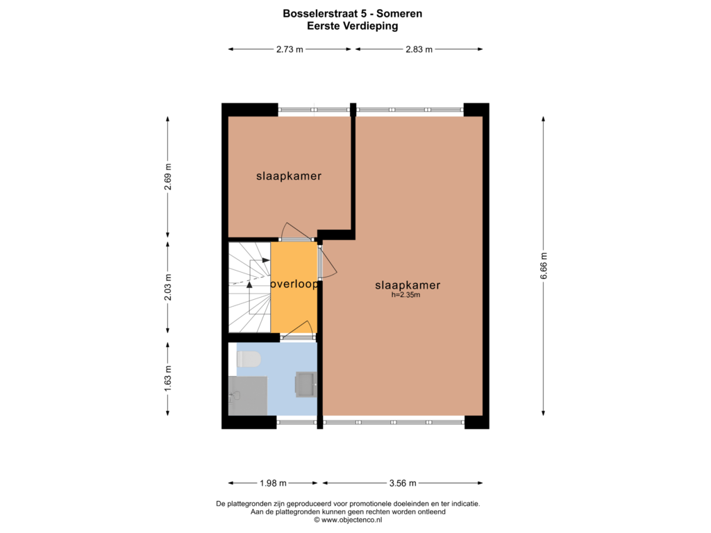 Bekijk plattegrond van EERSTE VERDIEPING van Bosselerstraat 5