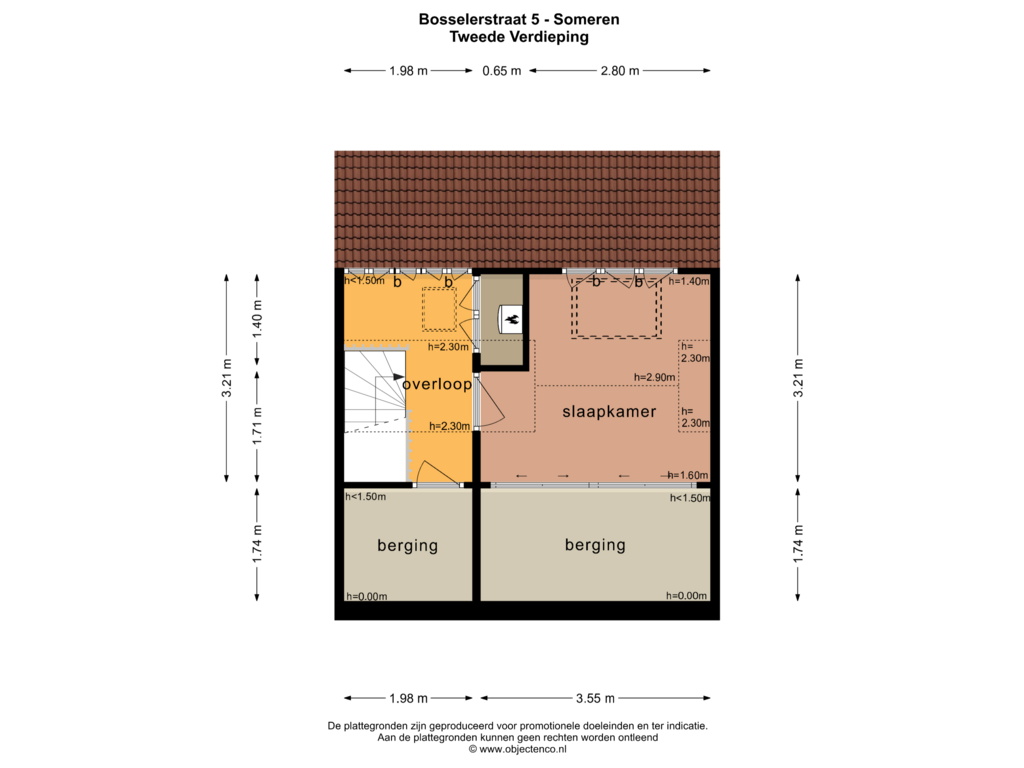 Bekijk plattegrond van TWEEDE VERDIEPING van Bosselerstraat 5