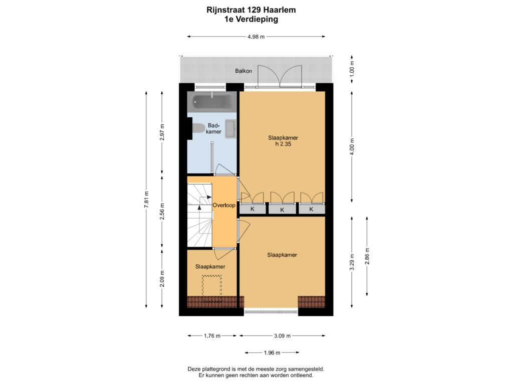 View floorplan of 1e Verdieping of Rijnstraat 129