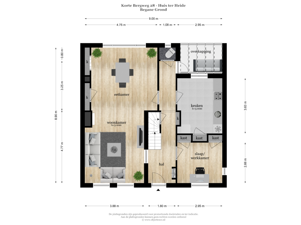 View floorplan of BEGANE GROND of Korte Bergweg 28