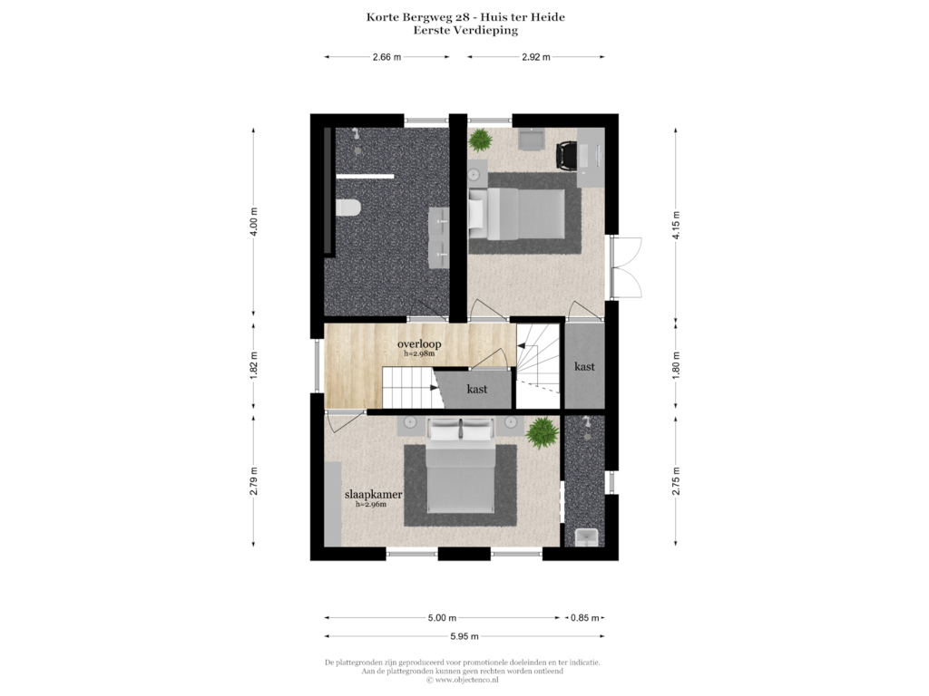 View floorplan of EERSTE VERDIEPING of Korte Bergweg 28