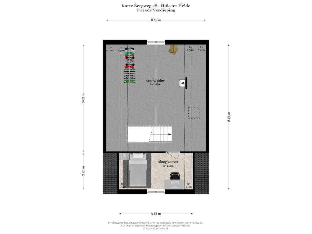 View floorplan of TWEEDE VERDIEPING of Korte Bergweg 28